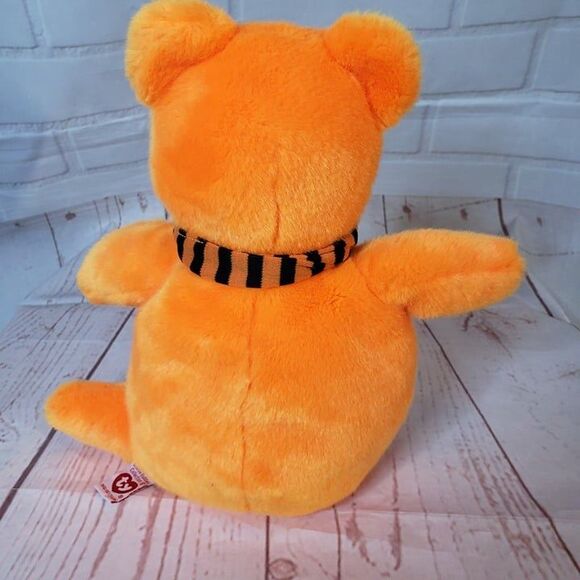 TY 2007 Beanie Baby Shivers the Ghost Orange Bear Plush 10" Stuffed Green Nose - Picture 4 of 7